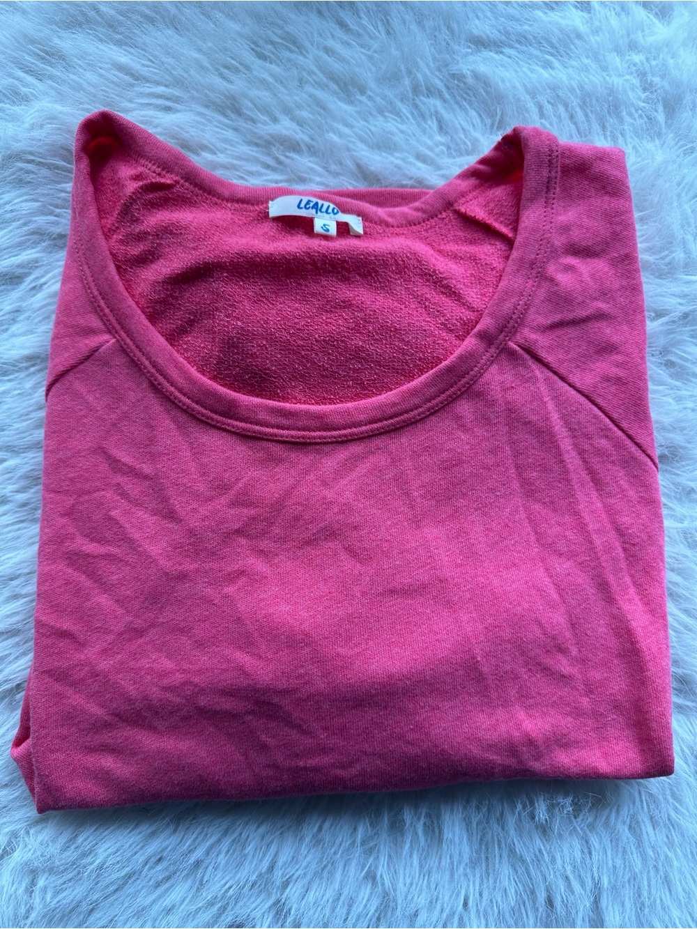 Leallo Pink Terry Light Sweatshirt Soft crew neck long sleeve Knit Small